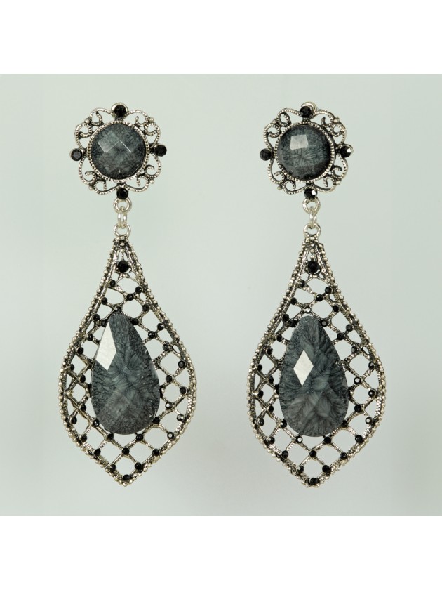 BOUCLES GOTHIQUES NOIR ARGENT 
