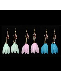 BOUCLES D\'OREILLES PLUMES 3 COL ASS 