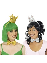 HEADPIECE CROWN+BOW TIE SILVER AND GOLD 