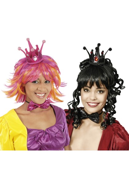 HEADPIECE CROWN+BOW TIE PINK AND BLACK 