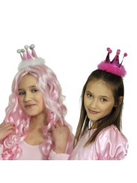 MINI COURONNE DE PRINCESSE ROSE CLIP 2 ASS ROSE + FUSCHIA 