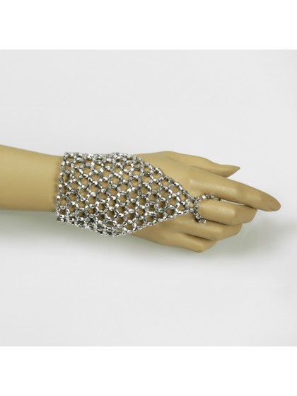 GLOVES PEARLS FINGERLESS SILVER ONE SIZE