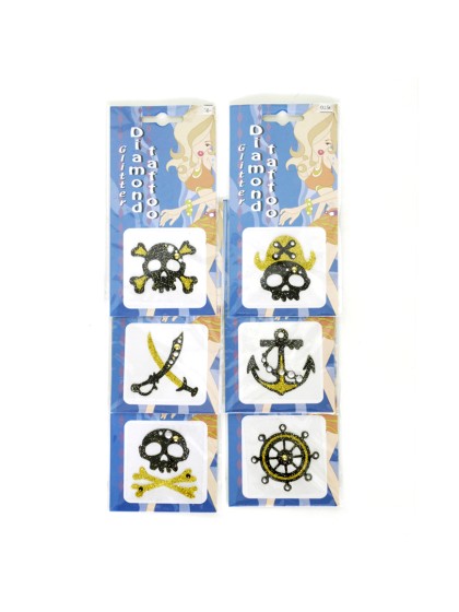 TATOUAGE PIRATES GLITTER 6 ASS 