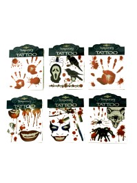 TATOUAGE HALLOWEEN, BIEN ENSANGLANTE - 6 ASS. 