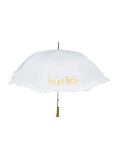 OMBRELLE BLANCHE VIVE LES MARIES 98CM X 120CM