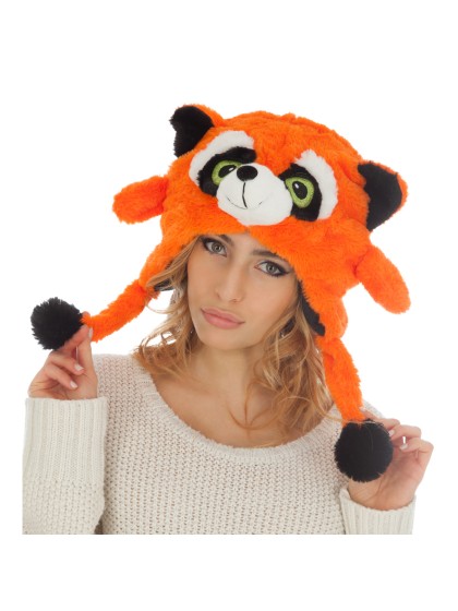 ORANGE RACCOON HAT ONE SIZE