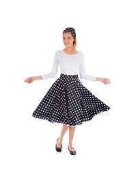 BLACK SKIRT WHITE DOTS AND HEADBAND 2 PIECES ONE SIZE