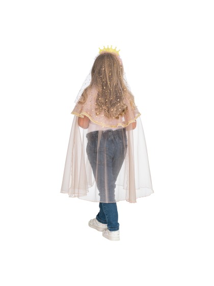 CAPE DE PRINCESSE ROSE AVEC SERRE TETE TU - 75CM