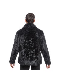 BLACK FAKE FUR JACKET L