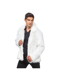 WHITE FAKE FUR JACKET S