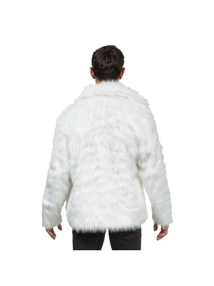 WHITE FAKE FUR JACKET S