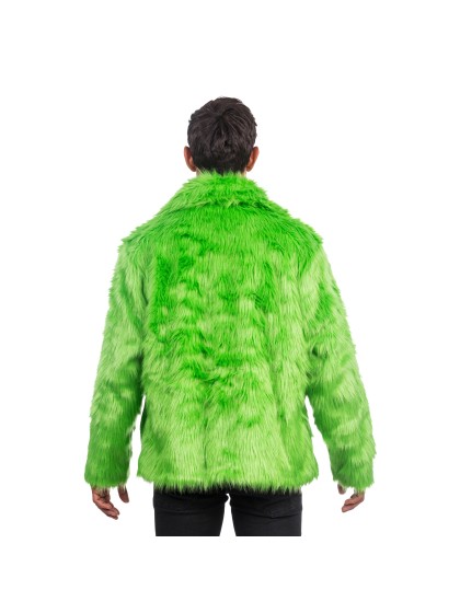 GREEN FAKE FUR JACKET L