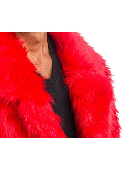 MANTEAU FAUSSE FOURRURE ROUGE M