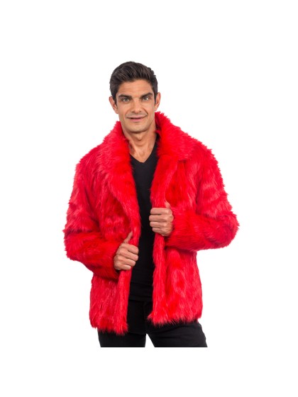 RED FAKE FUR JACKET XXL