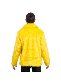 YELLOW FAKE FUR JACKET M