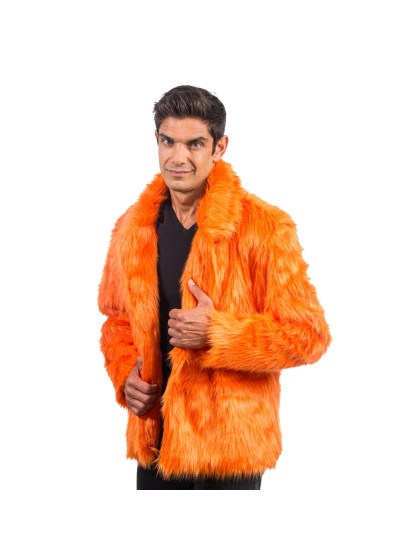ORANGE FAKE FUR JACKET XL