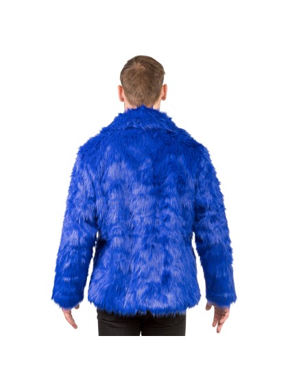 BLUE FAKE FUR JACKET L