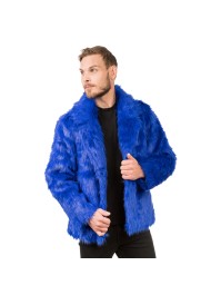 BLUE FAKE FUR JACKET M