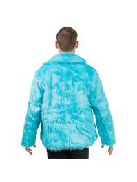 MANTEAU FAUSSE FOURRURE BLEU AQUA S