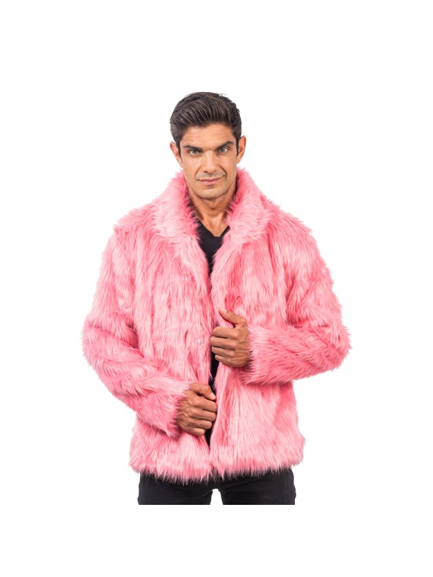 MANTEAU FAUSSE FOURRURE VIEUX ROSE XL