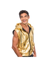 VESTE SANS MANCHE A CAPUCHE OR L