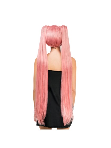 HANA - LONG PIGTAILS PINK COSPLAY WIG WITH FRINGE 27CM - 99CM PIGTAILS