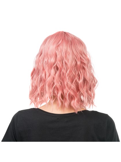 TESSA - WAVY LIGHT PINK SHORT HAIR WIG WITH FRINGE 35CM