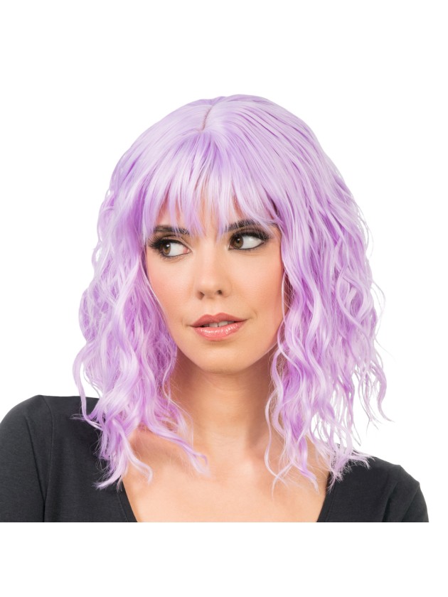 TESSA - WAVY PURPLE SHORT HAIR WIG WITH FRINGE 35CM