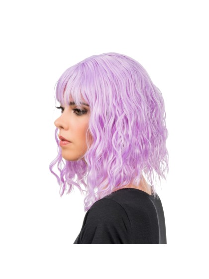 PERRUQUE TESSA CHEVEUX COURTS ONDULES AVEC FRANGE LILA 35CM