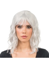 PERRUQUE TESSA CHEVEUX COURTS ONDULES AVEC FRANGE GRIS 35CM
