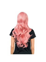 PERRUQUE LUNA CHEVEUX LONGS ONDULES ROSE PASTEL 66CM