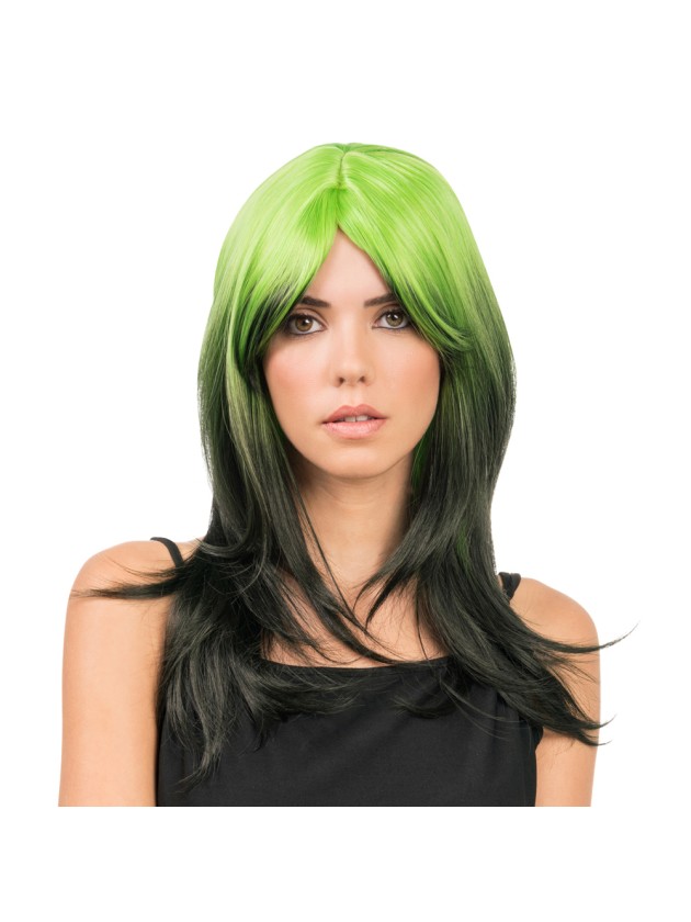 PERRUQUE BILLIE NOIR ET VERT 50CM