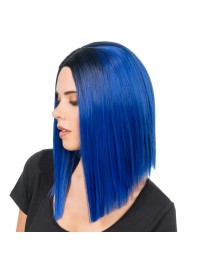 PERRUQUE AYA BLEU ET NOIR 40CM