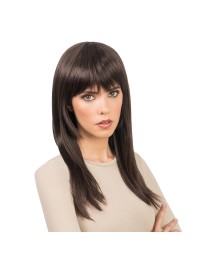 PERRUQUE RIHANNA CHEVEUX LONGS BRUN AVEC FRANGE 58CM