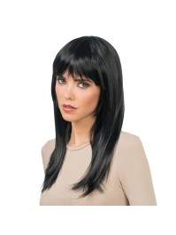 PERRUQUE RIHANNA CHEVEUX LONGS NOIR AVEC FRANGE 58CM