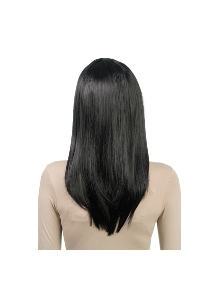 PERRUQUE RIHANNA CHEVEUX LONGS NOIR AVEC FRANGE 58CM