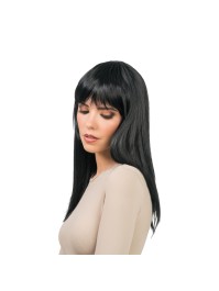 RIHANNA LONG BLACK STRAIGHT HAIR WIG WITH FRINGE 58CM