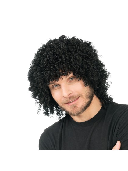 PERRUQUE CURLY CHEVEUX NOIR 35CM