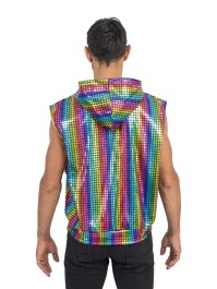 MULTICOLOR SLEEVELESS JACKET WITH HOOD L