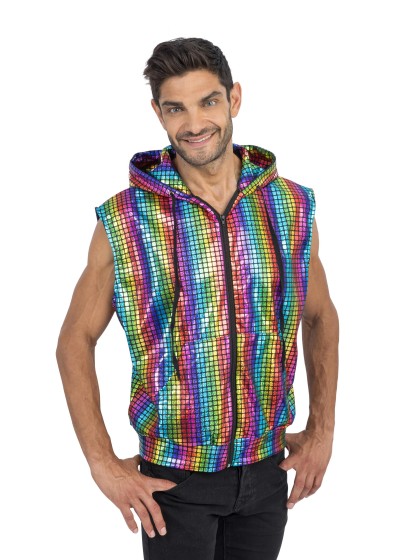 VESTE SANS MANCHE A CAPUCHE MULTICOLORE XL