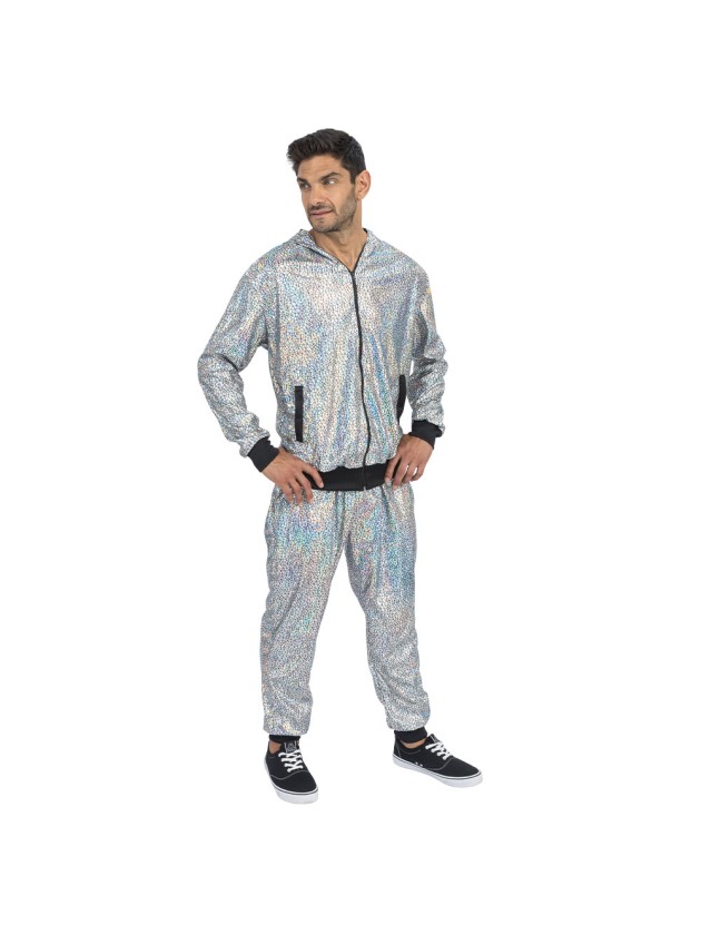 IRIDESCENT SILVER GEOMETRICAL TRACKSUIT 2 PIECES XL