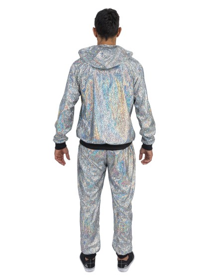 ENSEMBLE JOGGING GEOMETRIQUE IRISE ARGENT 2 PIECES XL