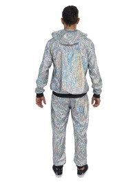 IRIDESCENT SILVER GEOMETRICAL TRACKSUIT 2 PIECES XXL