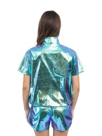 IRIDESCENT BLUE JACKET AND SHORT SET 2 PIECES S