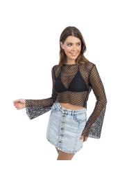 BLACK FISHNET TOP S-M