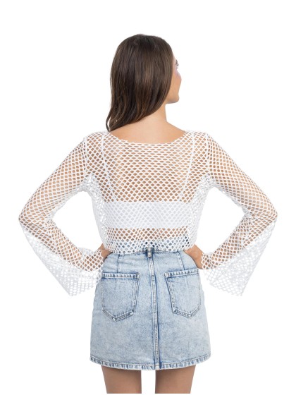 WHITE FISHNET TOP S-M
