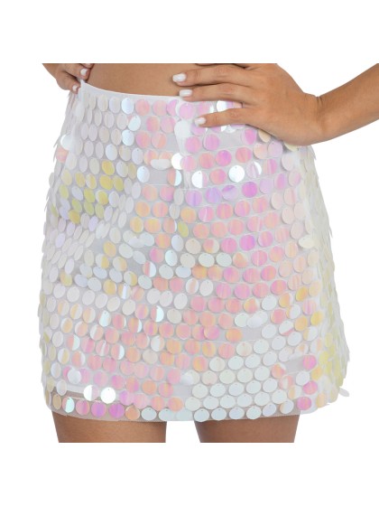 JUPE BLANCHE SEQUINS IRISES L