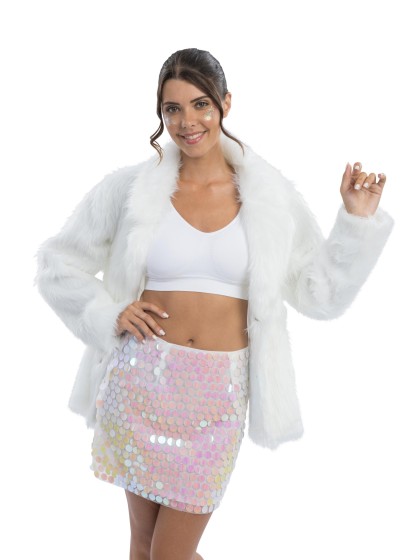 IRIDESCENT SEQUINS WHITE SKIRT L