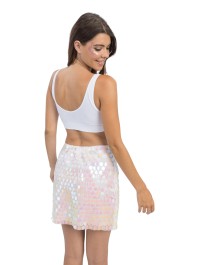 IRIDESCENT SEQUINS WHITE SKIRT M