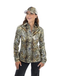 WOMAN GOLD TIGER PRINT SHIRT WITH SEQUINS L